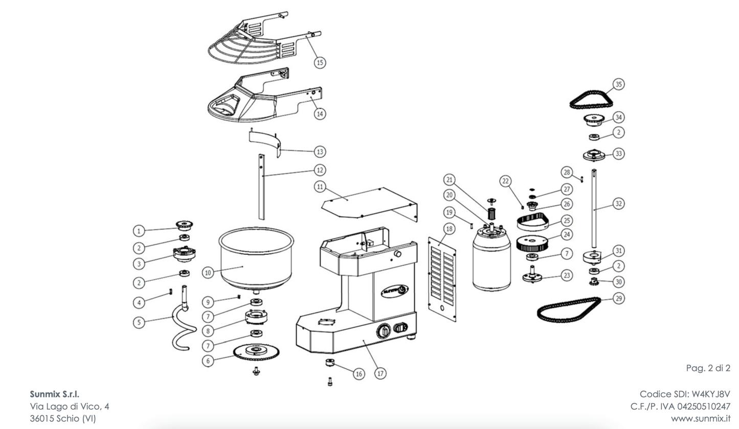 Sunmix Small Line 6, 10, 15 Bearing Kit - Pizza Solutions